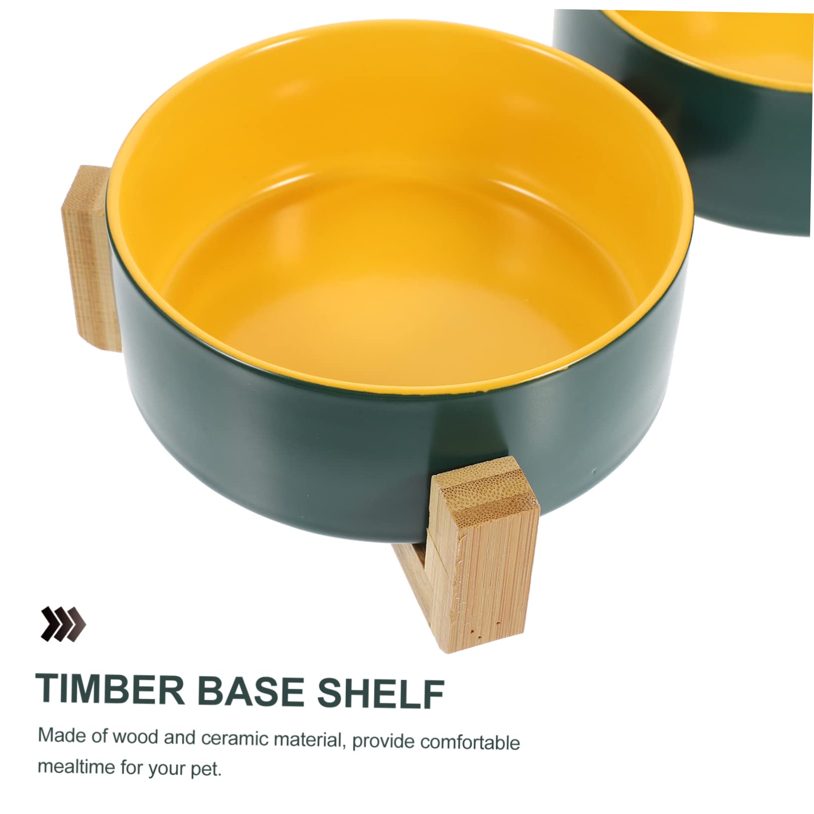 Sosoport Cuenco De Cerámica Bicolor con Soporte De Madera Comedero Práctico para Gatos y Gatitos