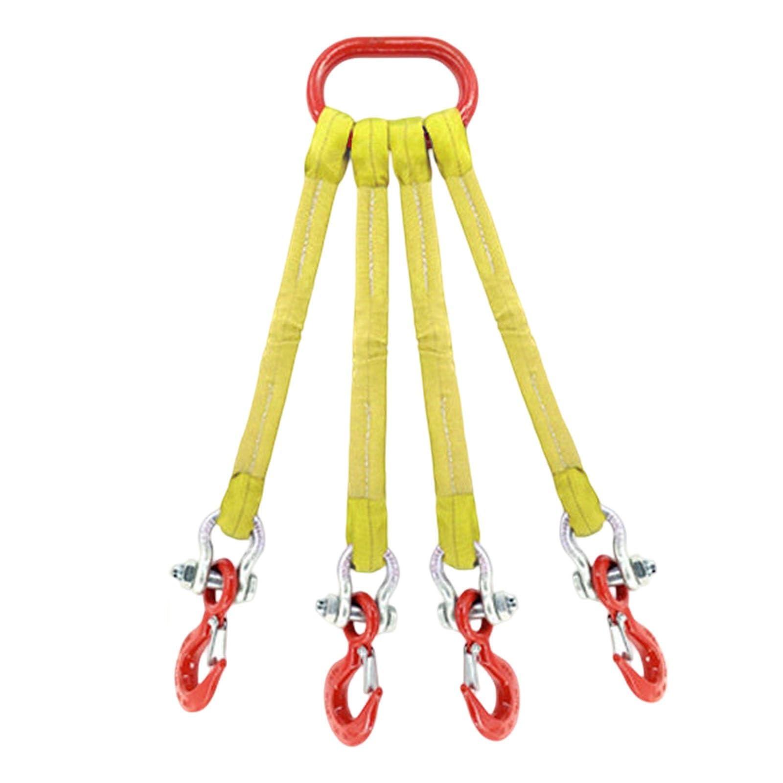Imbracatura a Catena per Sollevamento, Catena di Sollevamento con Cinghia in Poliestere (22.046 lbs), Imbracatura di Sollevamento a Quattro Bracci per carichi Pesanti(2m)
