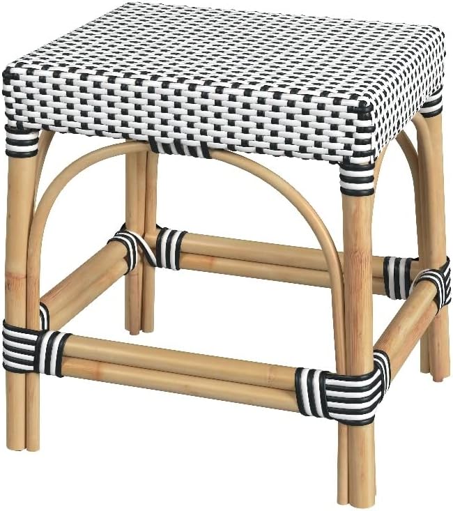 Butler Specialty Robias Rattan Rectangular 18 Dining Stool - White/Black