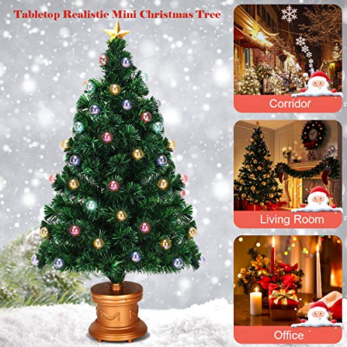 Bestcomfort 3Ft/4Ft Pre-Lit Fiber Optic Fireworks Christmas Tree With Multicolored Led Lights In Gold Base #TOP5