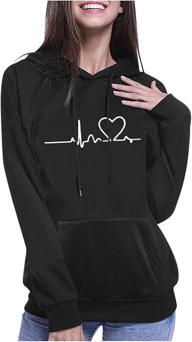 Amazon.com: Sudaderas con capucha negra para mujer talla grande, para mujer,  de manga larga con bolsillos, sudaderas con capucha : Deportes y  Actividades al Aire Libre