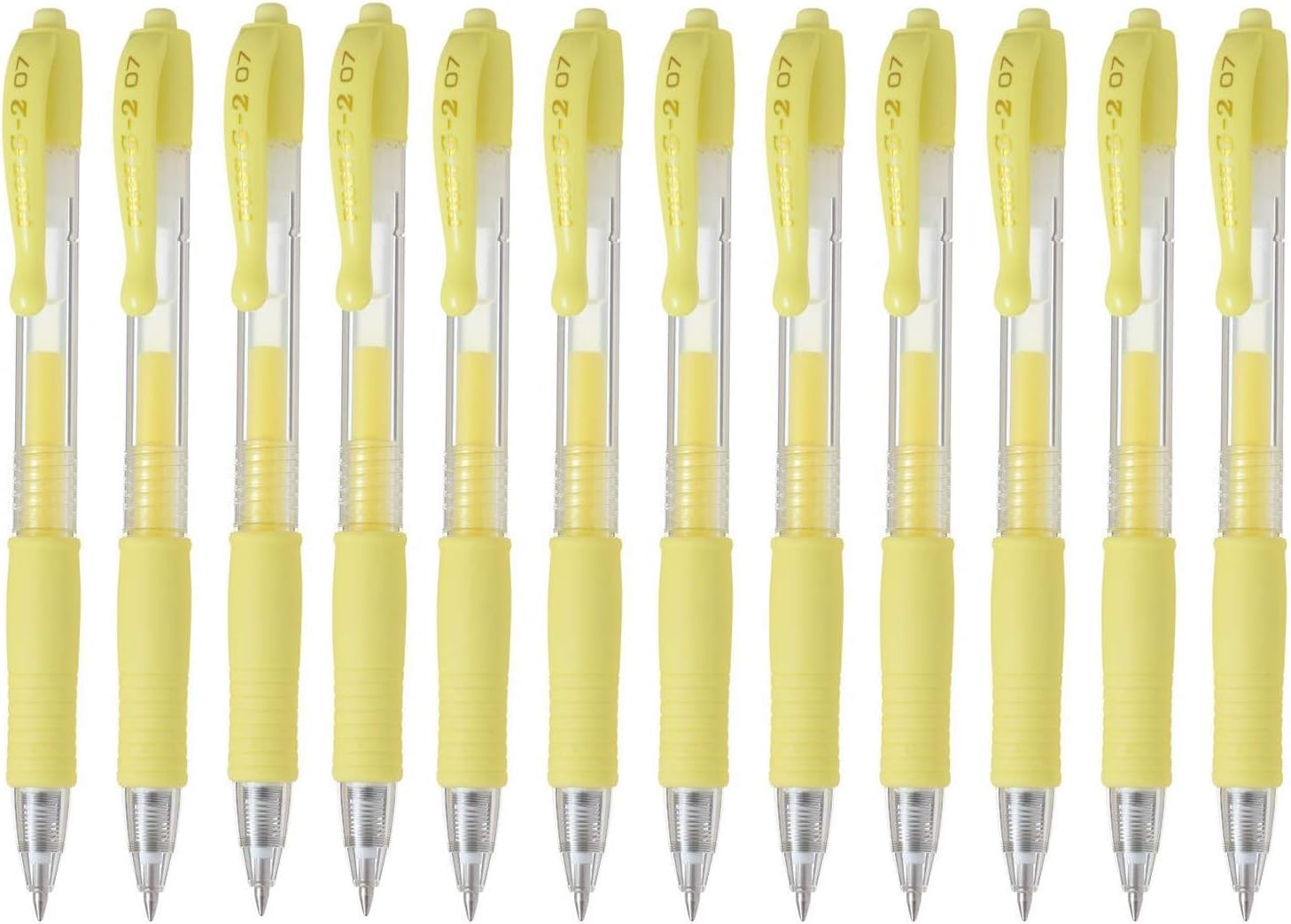 Pilot G2 Retractable Pastel Gel Ink Rollerball Pens, Fine Point 0.7mm, Yellow, 12 Count