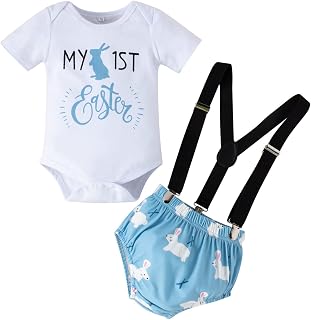 Easter Outfit Baby Girl 0-18 Months Infant Baby Boys Girls Easter Day Letter Printing Romper Bib Short Set