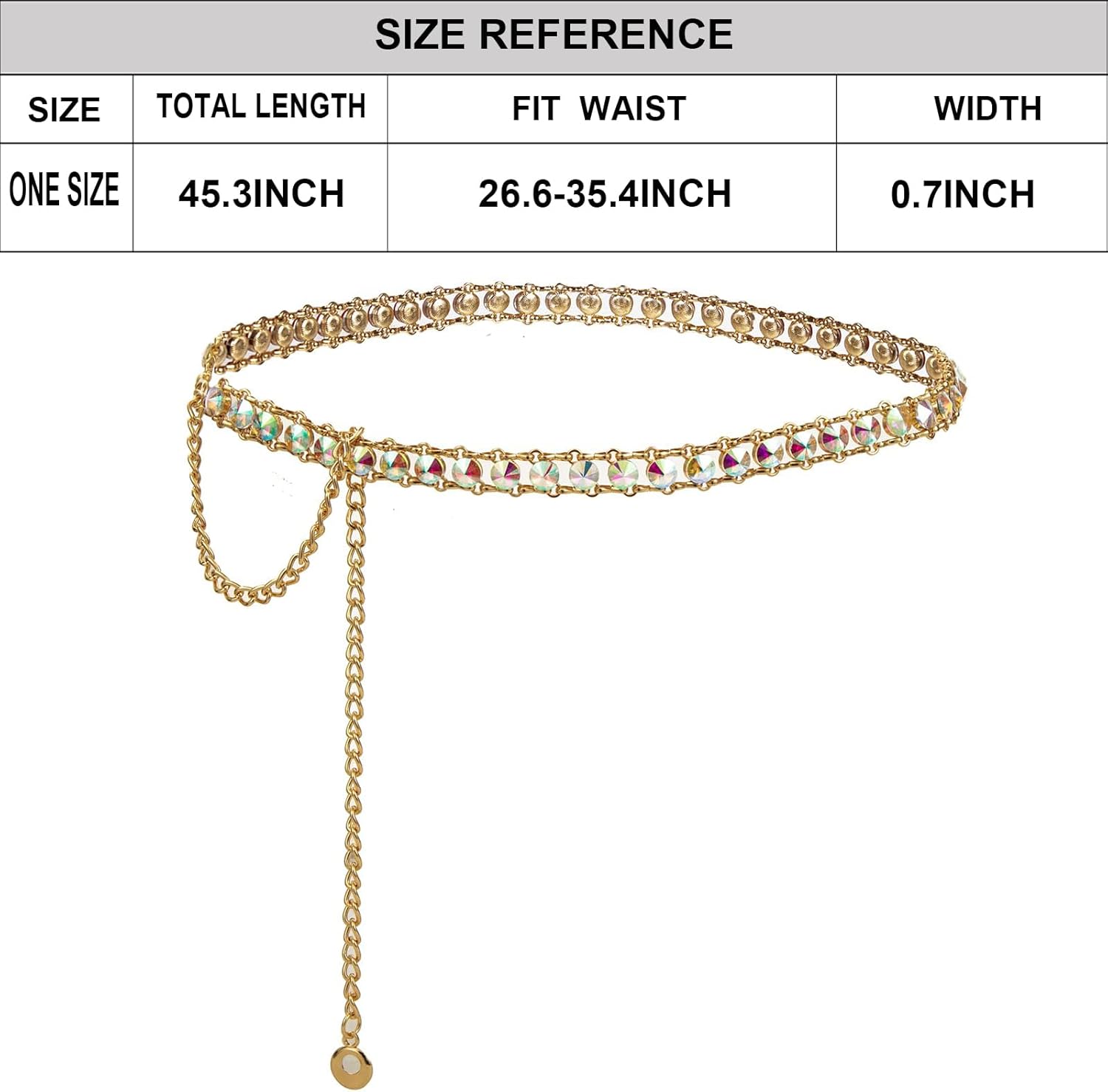 ILuvatar glass diamond chain belt metal metal belt women's western style belt women's belt bling bling F009 - Image 2
