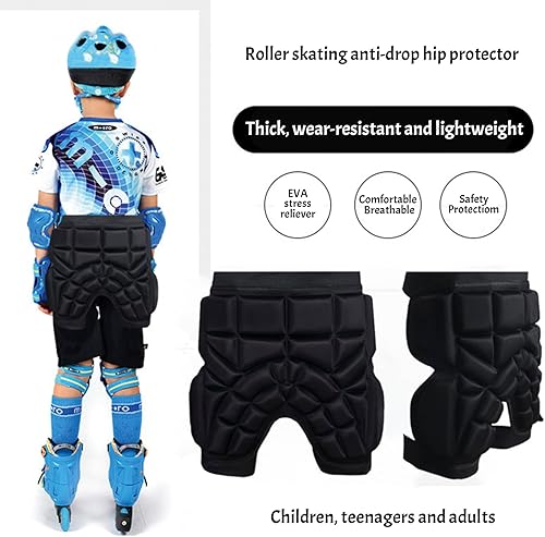 Miniatura 5 de Protección de cadera para niños y adolescentes, almohadillas gruesas de EVA 3D, pantalones cortos acolchados con almohadilla de impacto para esquí,