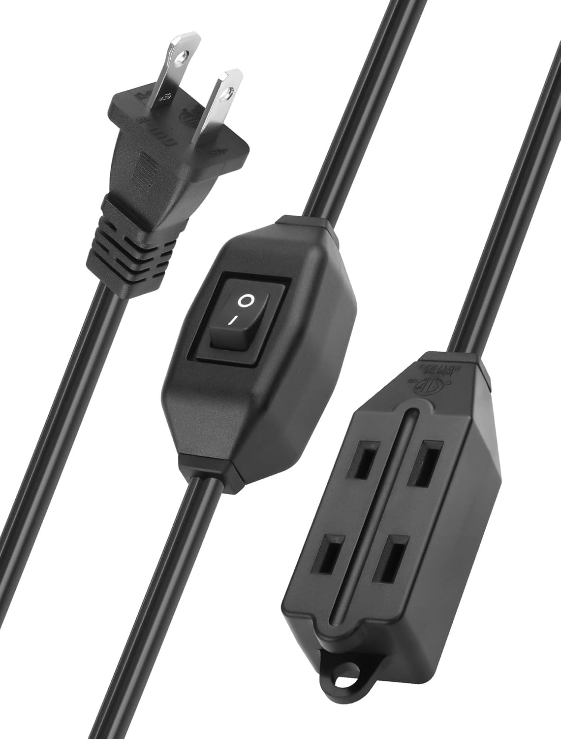CERRXIAN Extension Cord with Switch On/Off 16AWG 2-Prong Polarized Extension Cord with 3 Outlet 12A/125V for Chargers, Lamp, Power Adapters etc