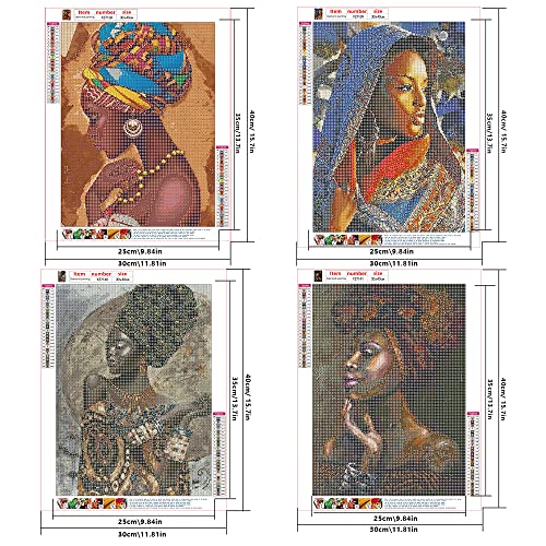 DCIDBEI Black African Cultural Diamond Art 4 Pack 30x40cm Ddiamond Art African Women Pictures for Living Room African Wall Art Diamond Painting Black Girl African Adult Painting by Numbers Kits - Image 2
