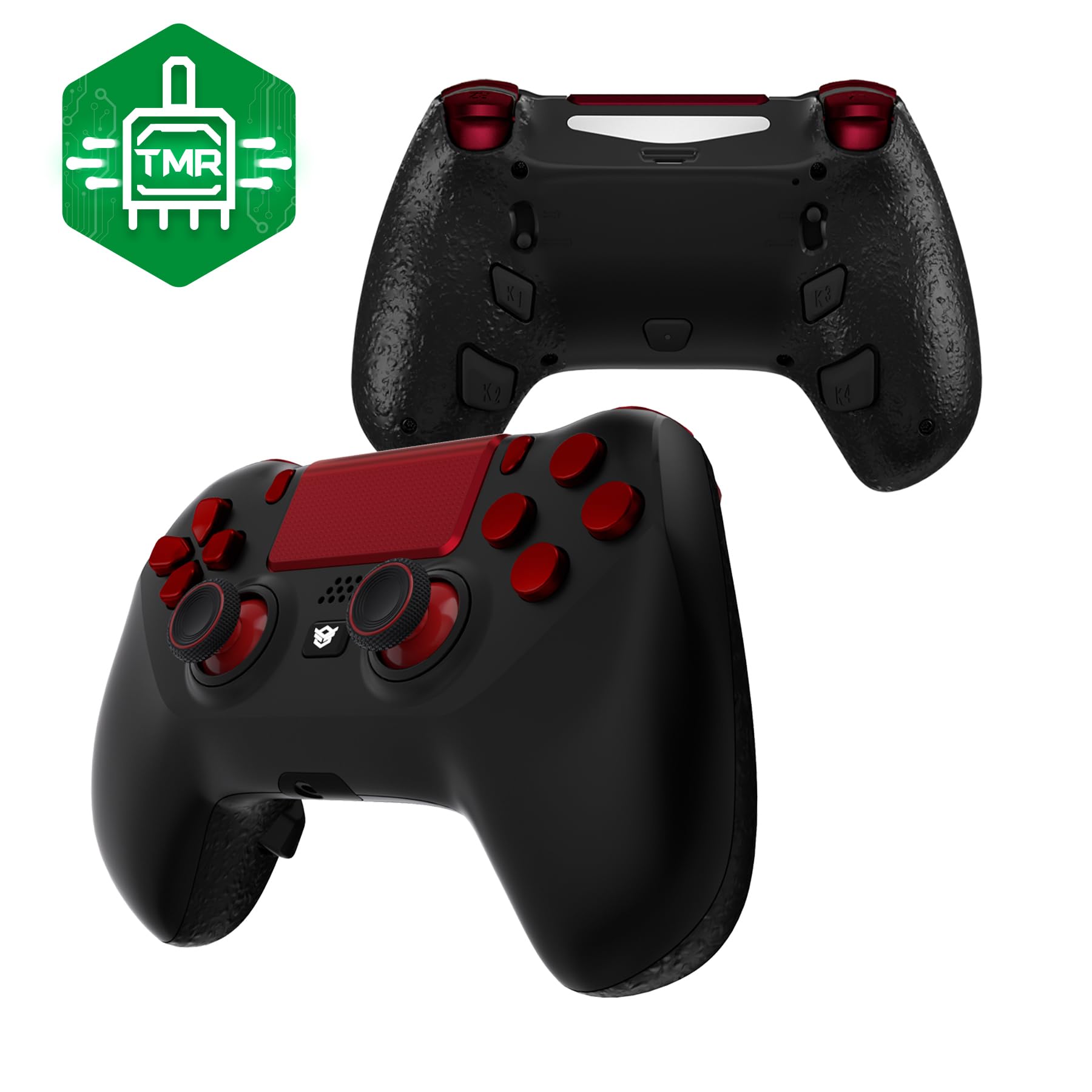 HEXGAMING HYPER Wireless Controller Compatible with ps4, Black Red