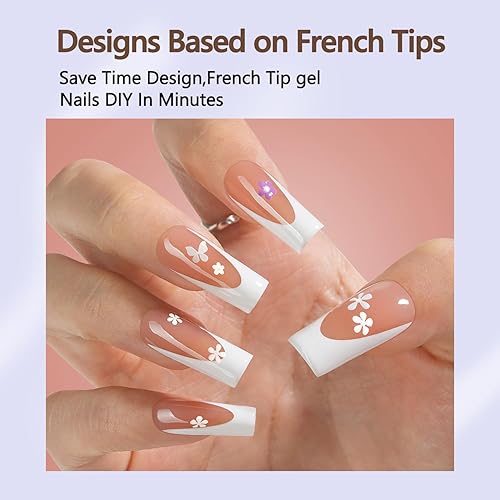 Miniatura 3 de Misssix Puntas de uñas de gel francesas profundas, 150 uñas postizas a presión con punta francesa larga y cuadrada, color marrón, no es necesario