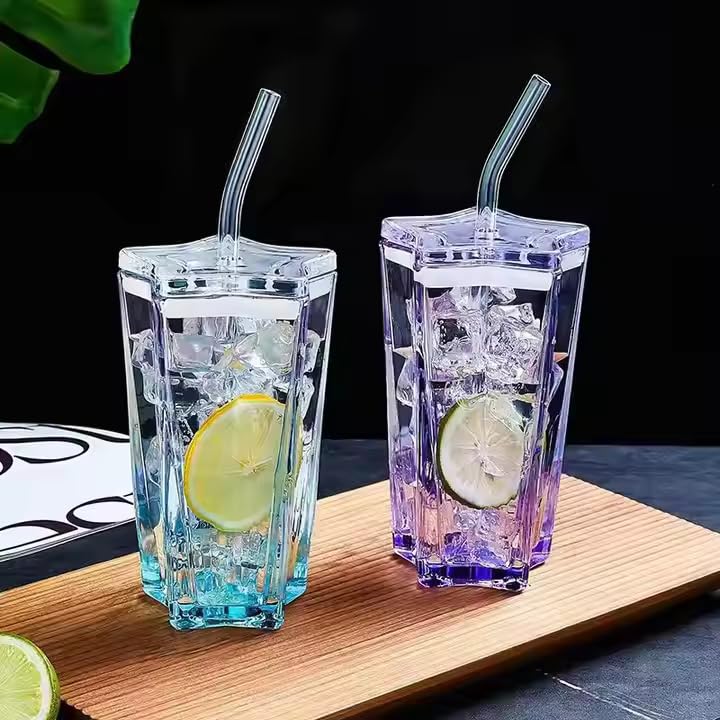 Image of Coffee Mug with Straw & Lid - Multipurpose Mason Jar Style Can Sipper for Green Tea, Milk, Juice, Smoothies & More - Reusable Drinking Cup for Home & Office (Star Shape Sipper)