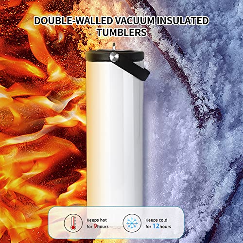 Agh 2 Pack Sublimation Tumblers 20 Oz Skinny With Flip Straw, Leak Proof Sublimation Kids Water Bottle Insulated, Stainless Steel Double Wall Coffee Tumbler, Sport Bottle Canteen Thermos #TOP2