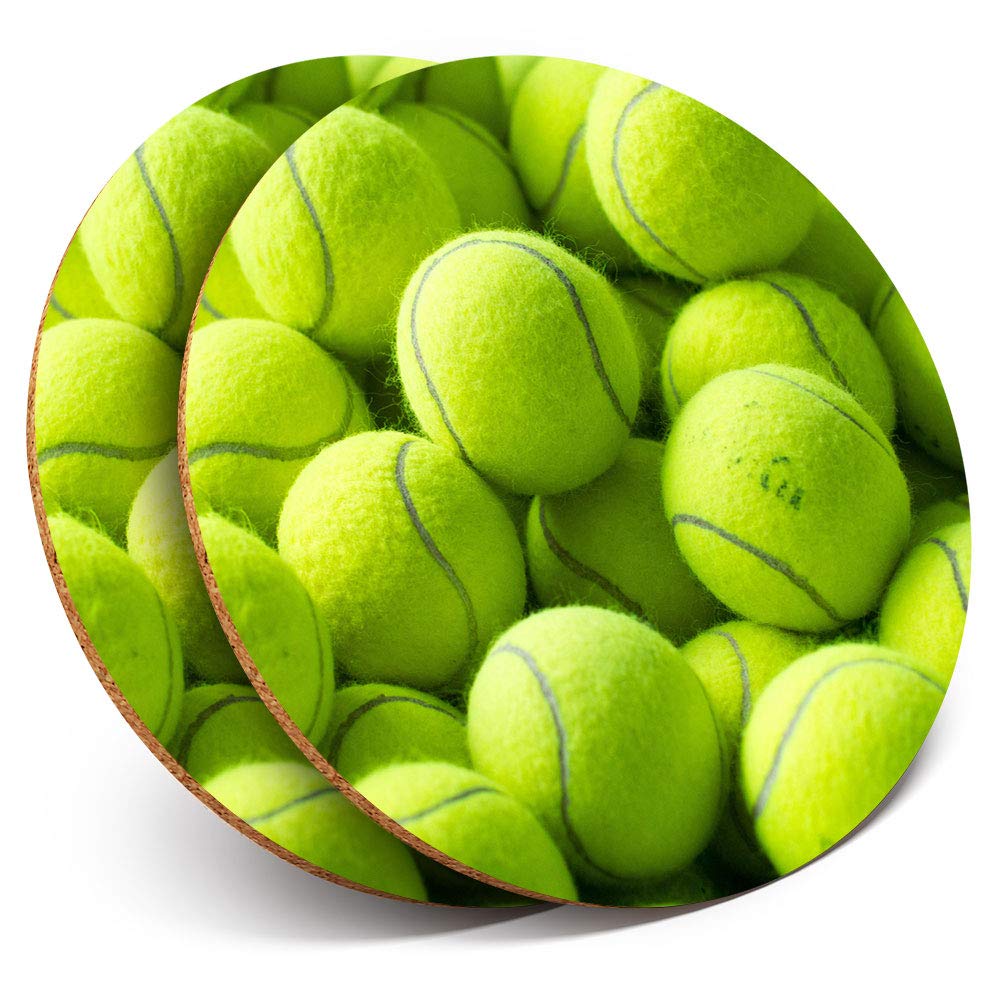 Destination Vinyl Ltd Multicolor 2 X Mdf Glossy Top Coasters Round - Yellow Tennis Balls 14172