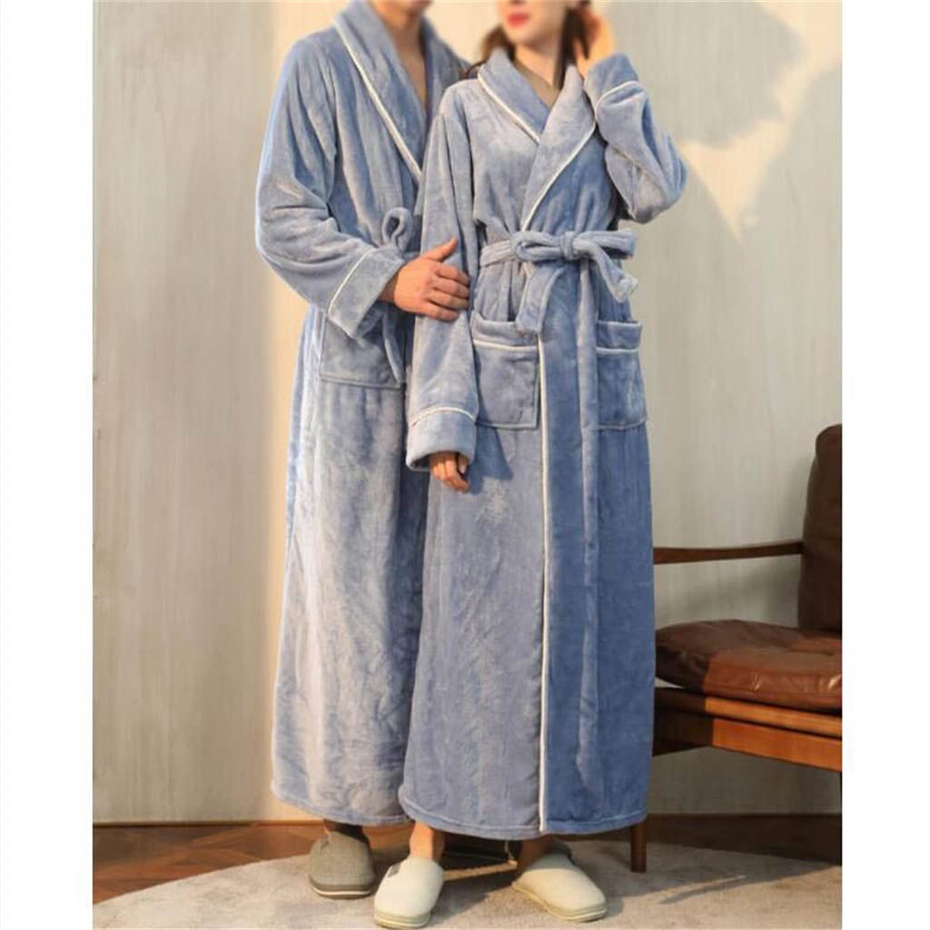 Hombres Invierno Súper Largo Grueso Cálido Franela Albornoz Tobillo Longitud Coral Fleece Albornoces Mujeres Suave Hombres Invierno Súper Largo Grueso(XL Code)