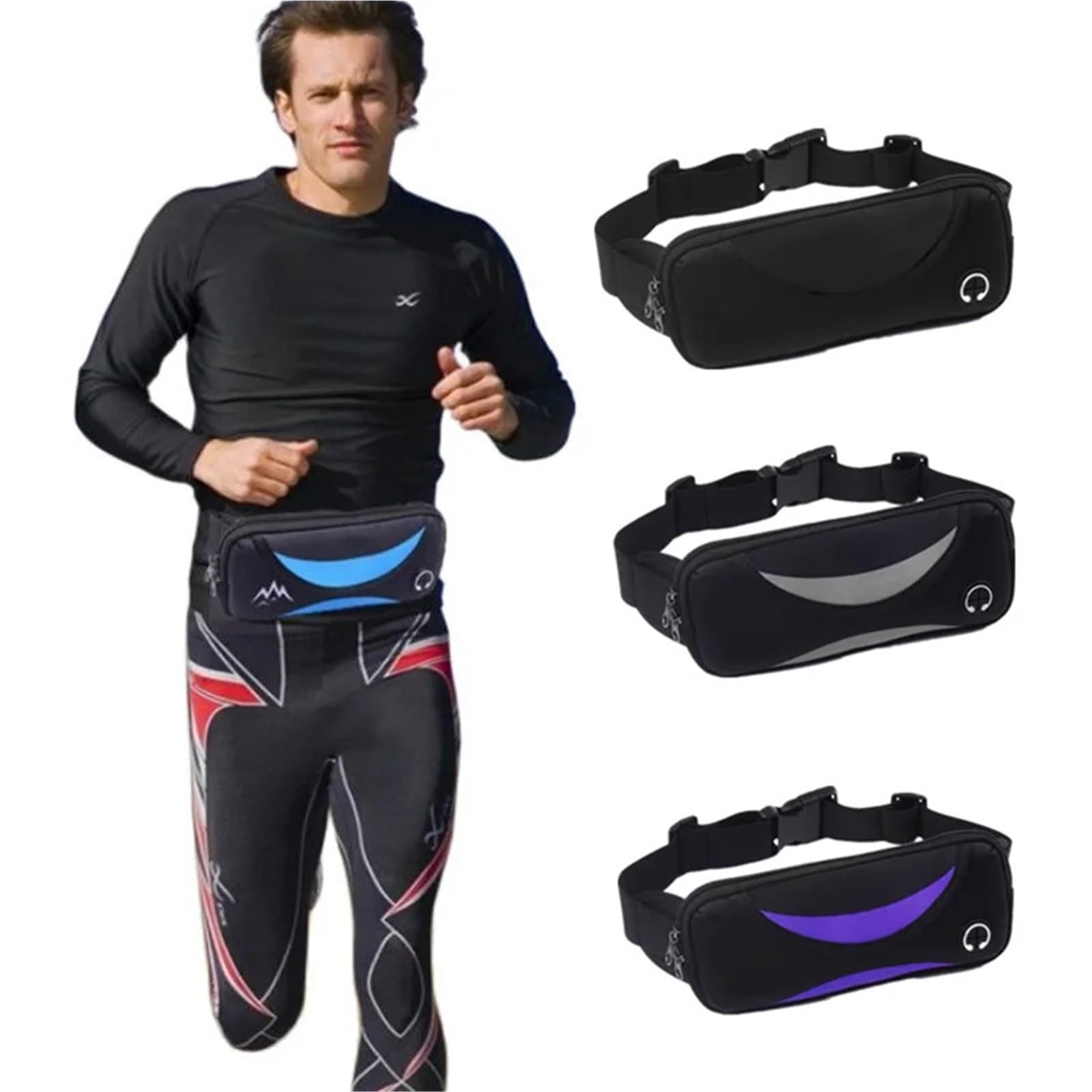 Sac de Taille étanche Unisexe, Sac de Taille de Course, Sac de Support de téléphone Portable, Sac de Fitness, Sac de Ceinture de Course pour Homme(Purple)