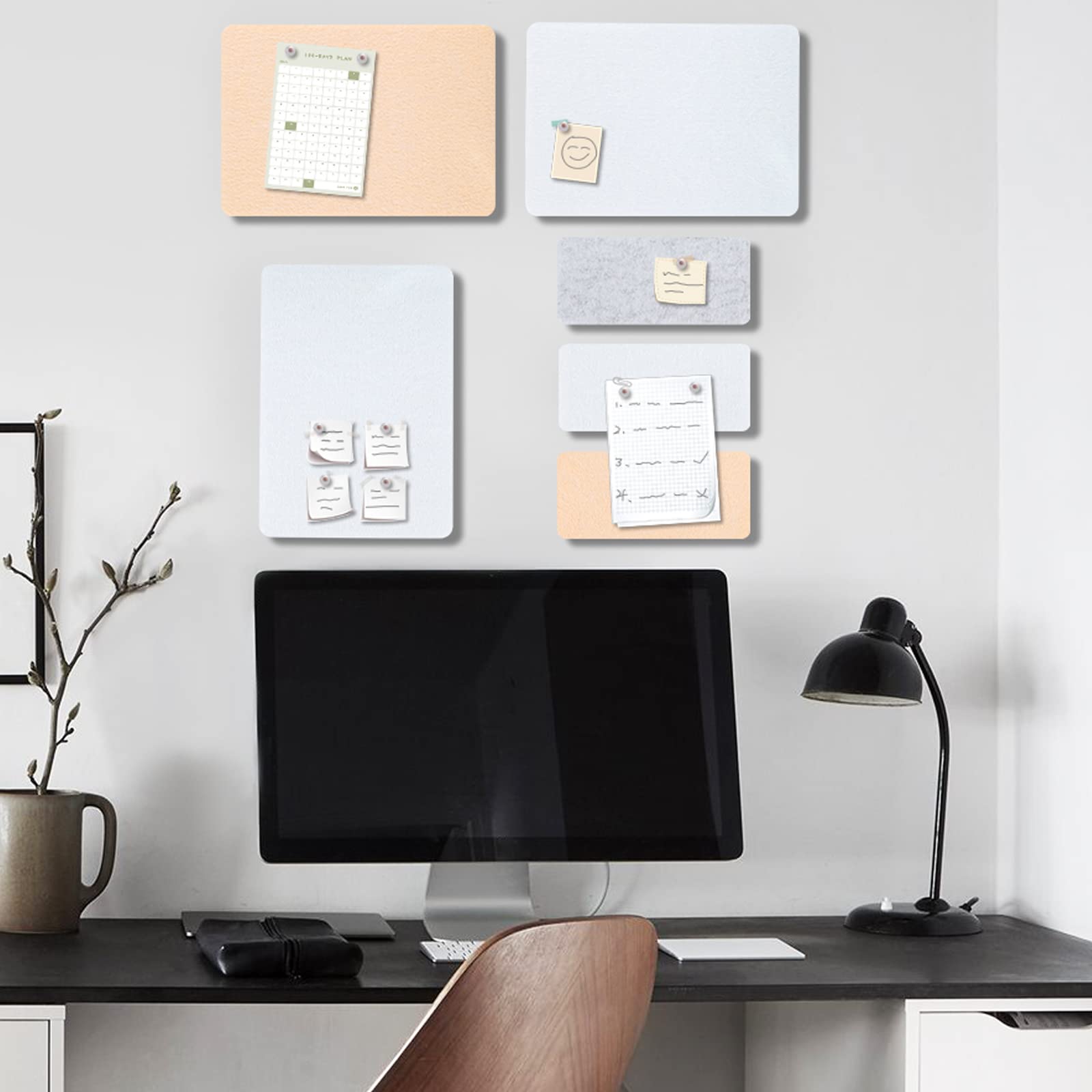 Feutre Génial | Tableau D'affichage Adhésif| 26x30x1cm | Set De 5 Pieces Punaises Hexagone Vert