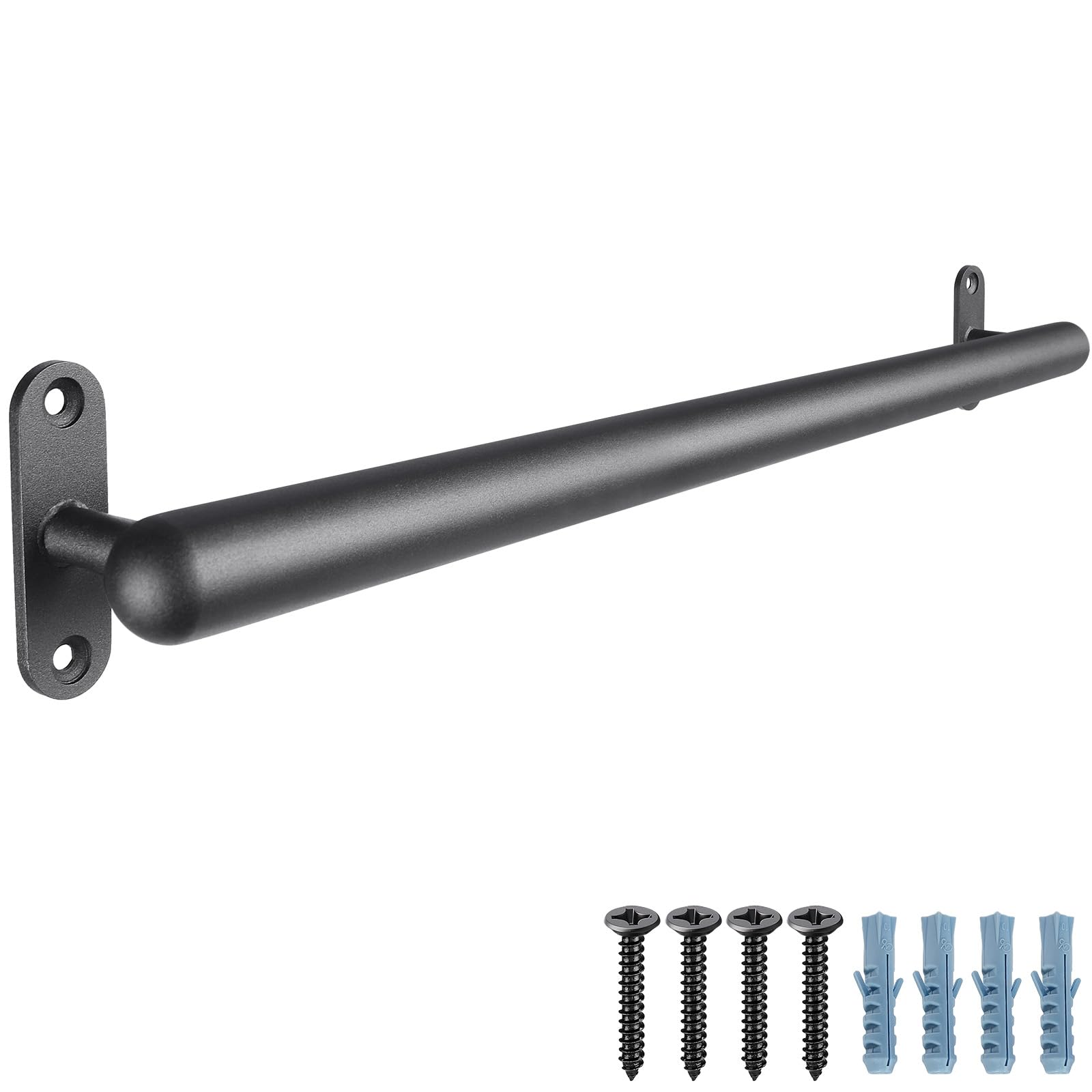 Dolibest Metalowa poręcz 117 cm, poręcz schodowa, 3,3 cm, okrągła rura, antypoślizgowy uchwyt bezpieczeństwa, montowany na ścianie, bez barier, balustrada schodowa, dla młodszych i starszych, chodnik