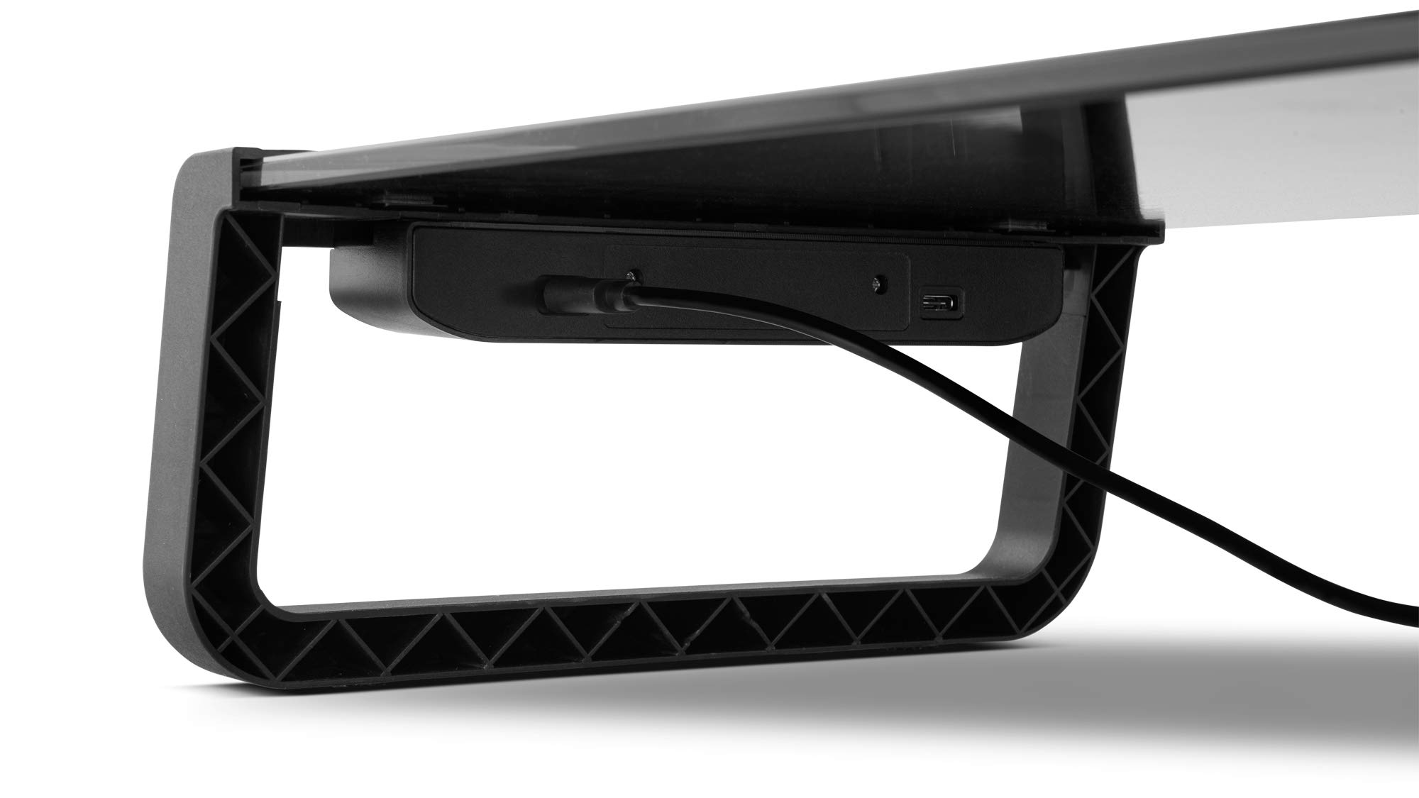 OZONE GAMING GEAR Monitor Stand Riser Pro -OZRISERPRO- Supporto portatile per PC - Vetro temperato, 4xUSB 3.0, nero
