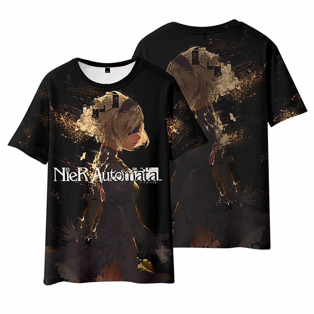 Charous Unisex Black Anime Game Nier:automata Yorha No.2 Type B Summer Refresh Cartoon T-Shirts Used For Manga 2B Fans Cosplay Gift