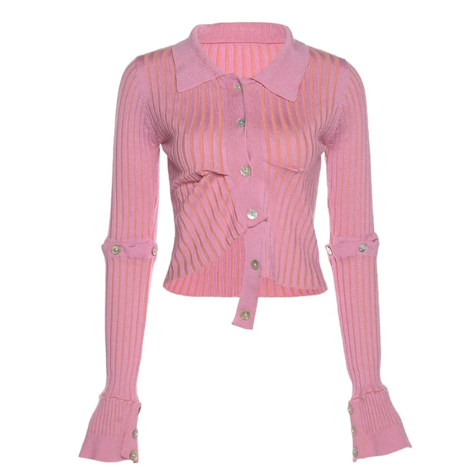 Autumn Winter Irregular Sweaters for Women Streetwear Removable Long Sleeve Single Breasted Cardigans Tops