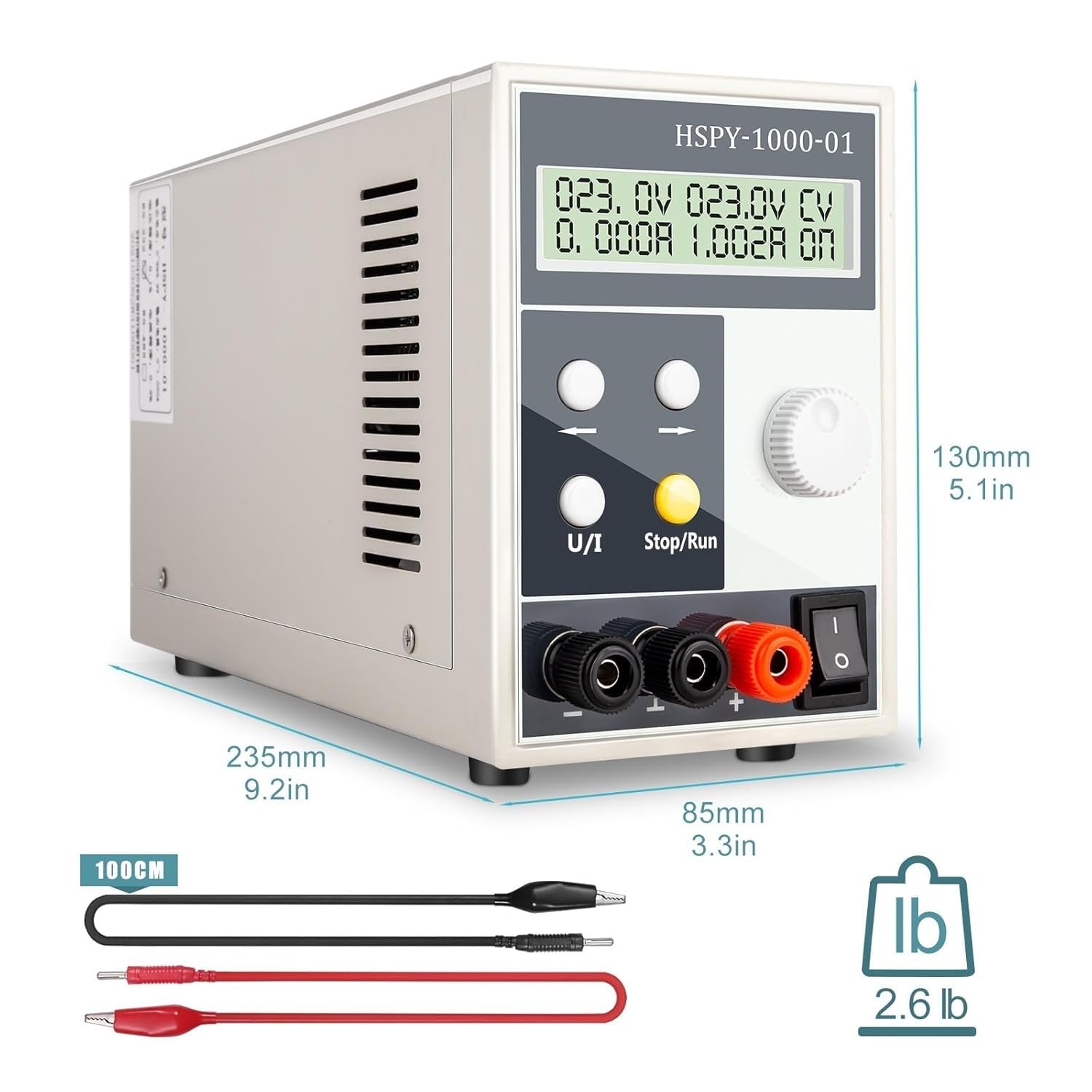 Fuente de alimentación CC Ajustable de Alta precisión, 0-600 V, 400 W/500 W/600 W Fuente de Banco de Laboratorio de conmutación programable con Pantalla LCD(300V 1A)