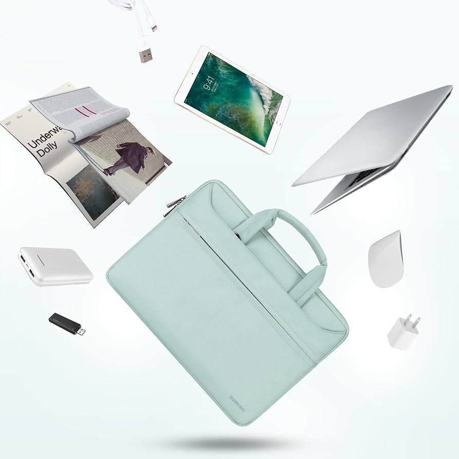 Borsa Per Laptop 17.3 Pollici Impermeabile - Cartella Con Tracolla Per Lenovo, HP, Dell, Verde Acqua - Foto 4