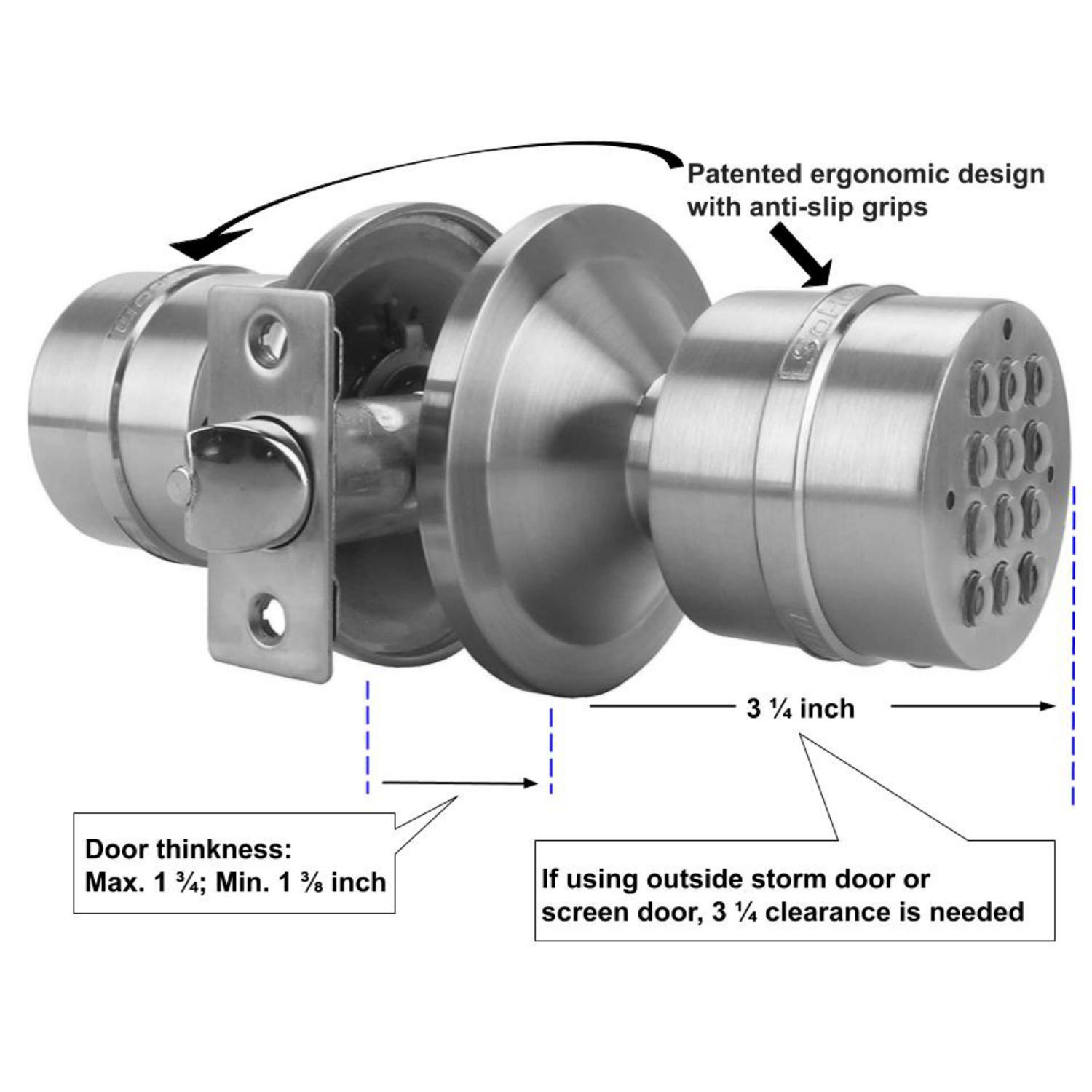 SoHoMiLL Electronic Door Knob (Spring Latch Lock; Not Deadbolt; Not