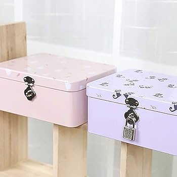 Amazon｜ブリキ缶 ミニボックス ロック付きメタル収納ケース