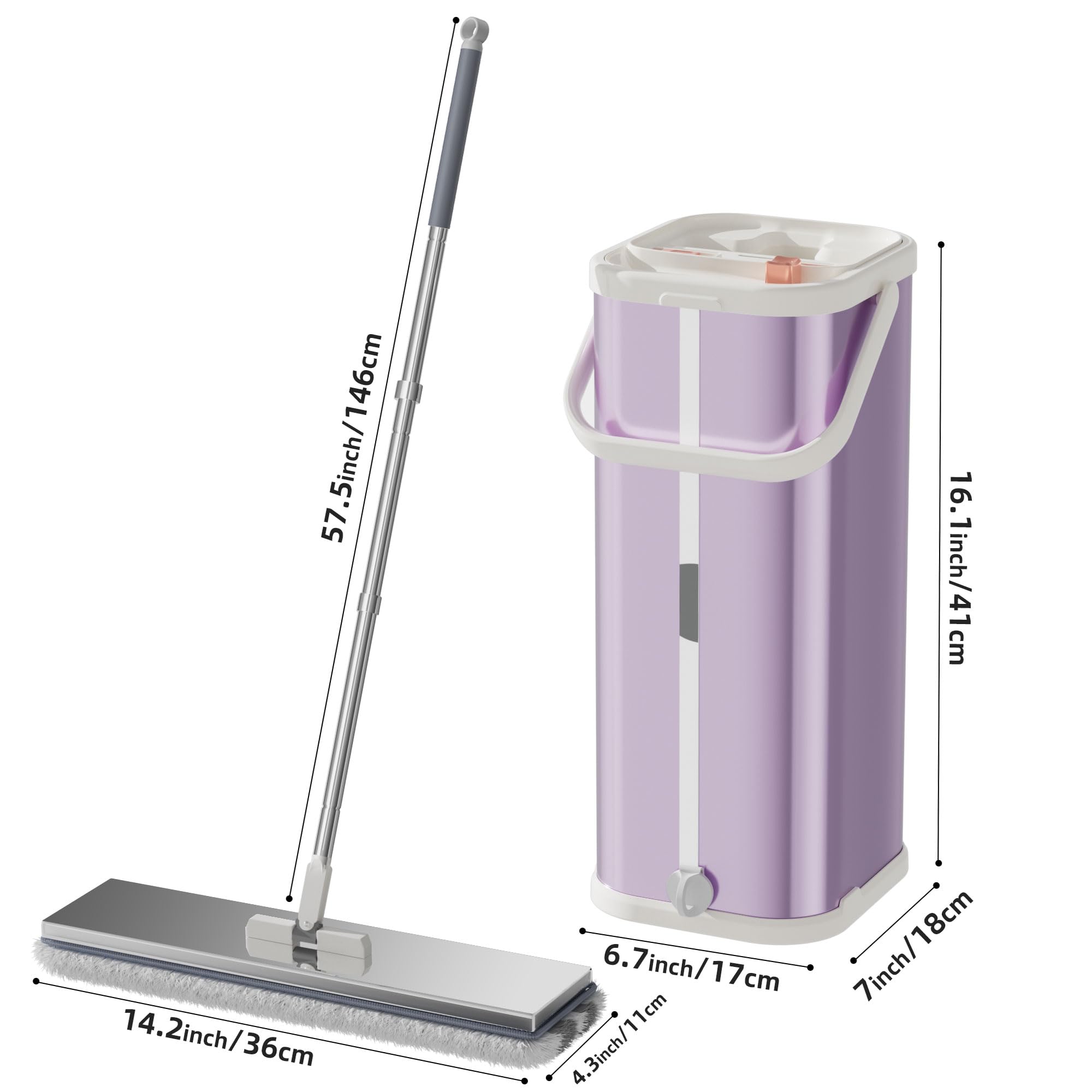 Swiftiron Spin Mop & Bucket Set - Stainless Steel With Wringer, Dirty Water Separation, 4 Refills