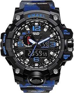 GOHUOS Herren Militärische Sportuhr, Analog Digital Sportuhr mit PU-Uhrenarmband