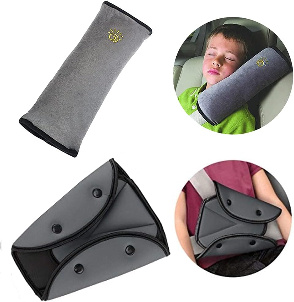 ELECDON Auto Pillow Seat Belt,2 Pieces Car Seatbelt Safety Cover, Soft Vehicle Headrest Firm Shoulder Neck Support Strap Adjuster for Children