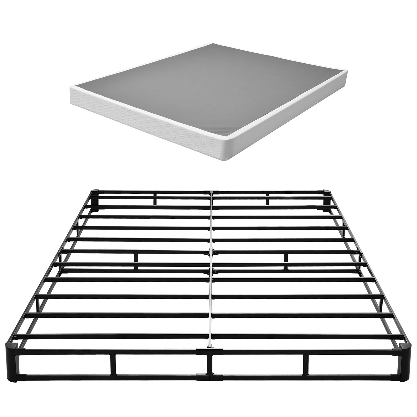 VEVOR Boxspringbettgestell (Queen-Size) mit Waschbarem Stoffbezug, Metallrahmen (2010 x 1515 x 130 mm) für Queensize-Betten, 13 cm Matratzenauflage, Max. Belastbarkeit 1587,57 kg, Matratzenfundament