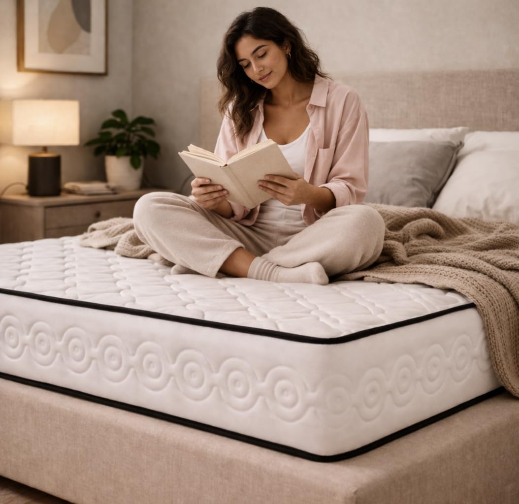 SIMPUR Colchón Amazone de muelles ensacados 150x190, +/-30cm de Altura, firmeza Media Alta, Independencia de lechos, Transpirable, Acolchado Premium y diseño Elegante, Fabricado en España