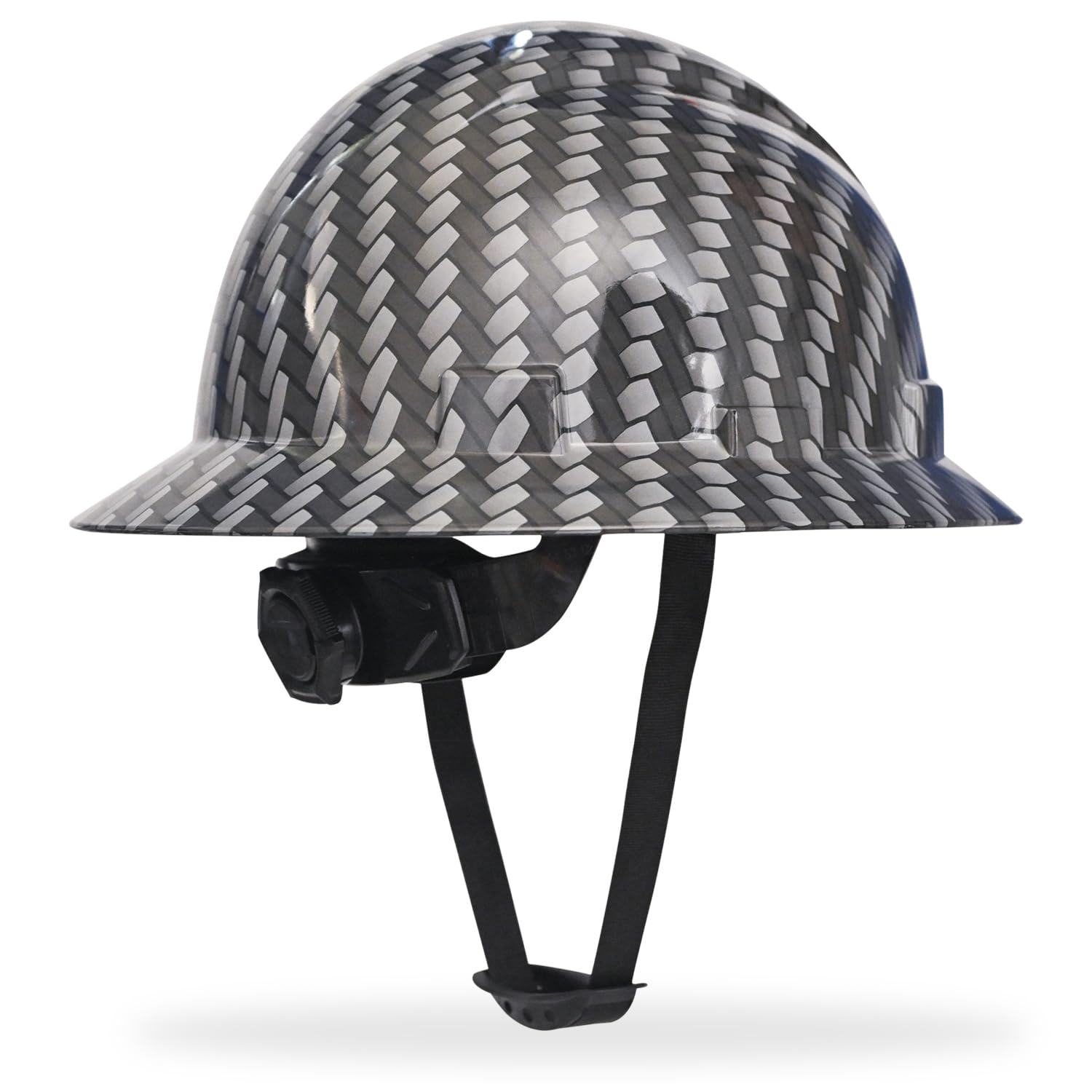 Casque de sécurité à bord complet pour la construction, casque de sécurité en polyéthylène haute densité, motif fibre de carbone, avec suspensions à cliquet réglables à 6 points, certifié ANSI/ISEA