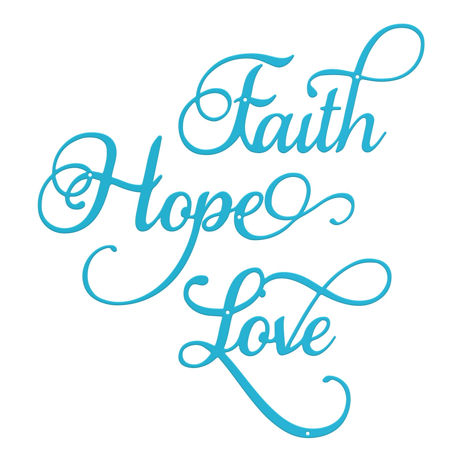 ESTART Faith Hope Love 3Pcs Blue Metal Farmhouse Inspirational Wall Sign