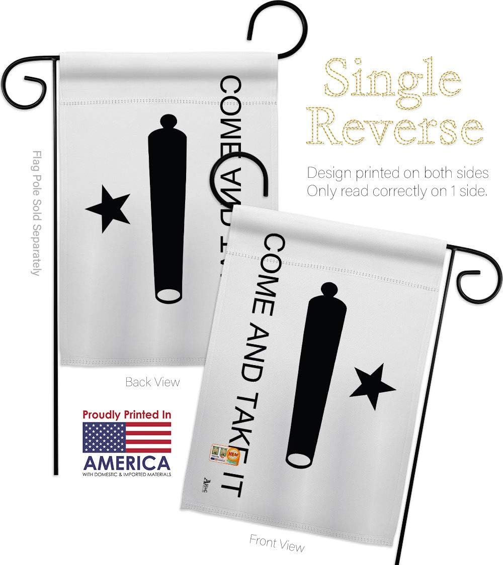 Come And Take It Garden Flag Set Wall Holder Americana US Historic July Memorial Veteran Independence United State American Small Decorative Gift Yard House Banner Made In USA 13 X 18.5