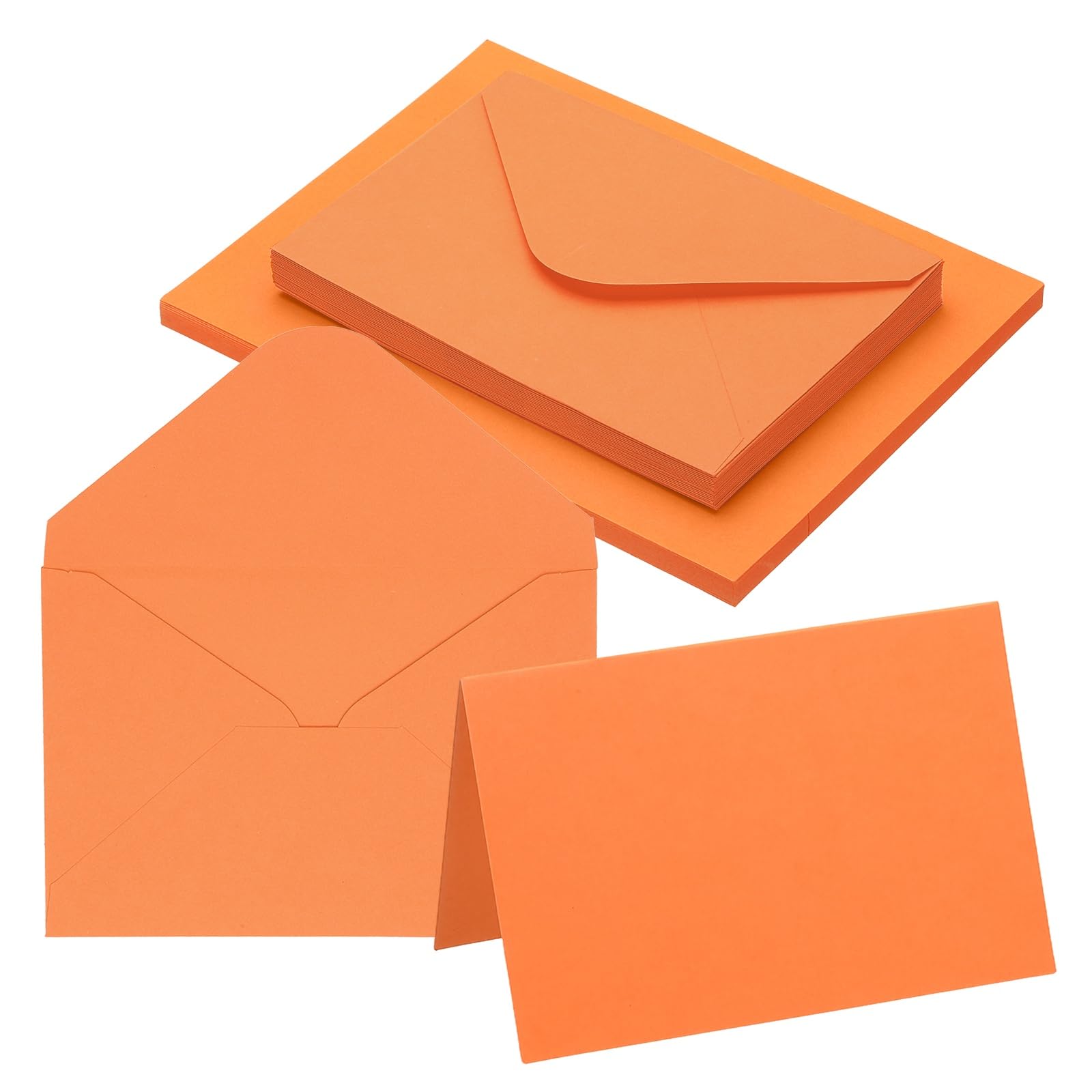 PATIKIL 10x15cm Blank Greeting Cards and Envelopes, 20Sets Half Fold Note Cards and Envelopes Folded Right Angles Cardstock Greeting Card for Wedding Birthday Party Invitations, Orange Red