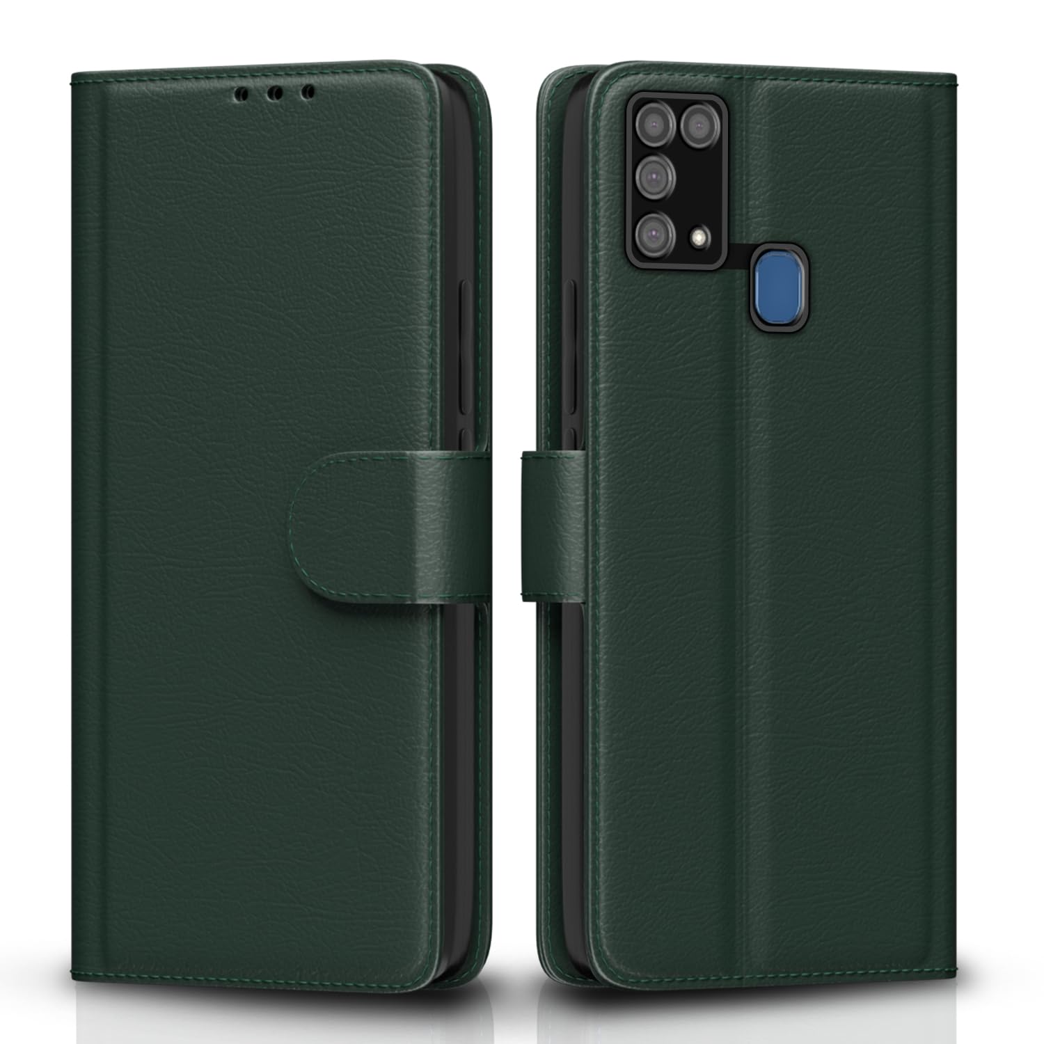 Pikkme Flip Cover Leather Finish | Inside TPU with Card Pockets | Wallet Stand and Shock Proof | Complete Protection Flip Case for Samsung Galaxy M31 / F41 / M31 Prime(Green)