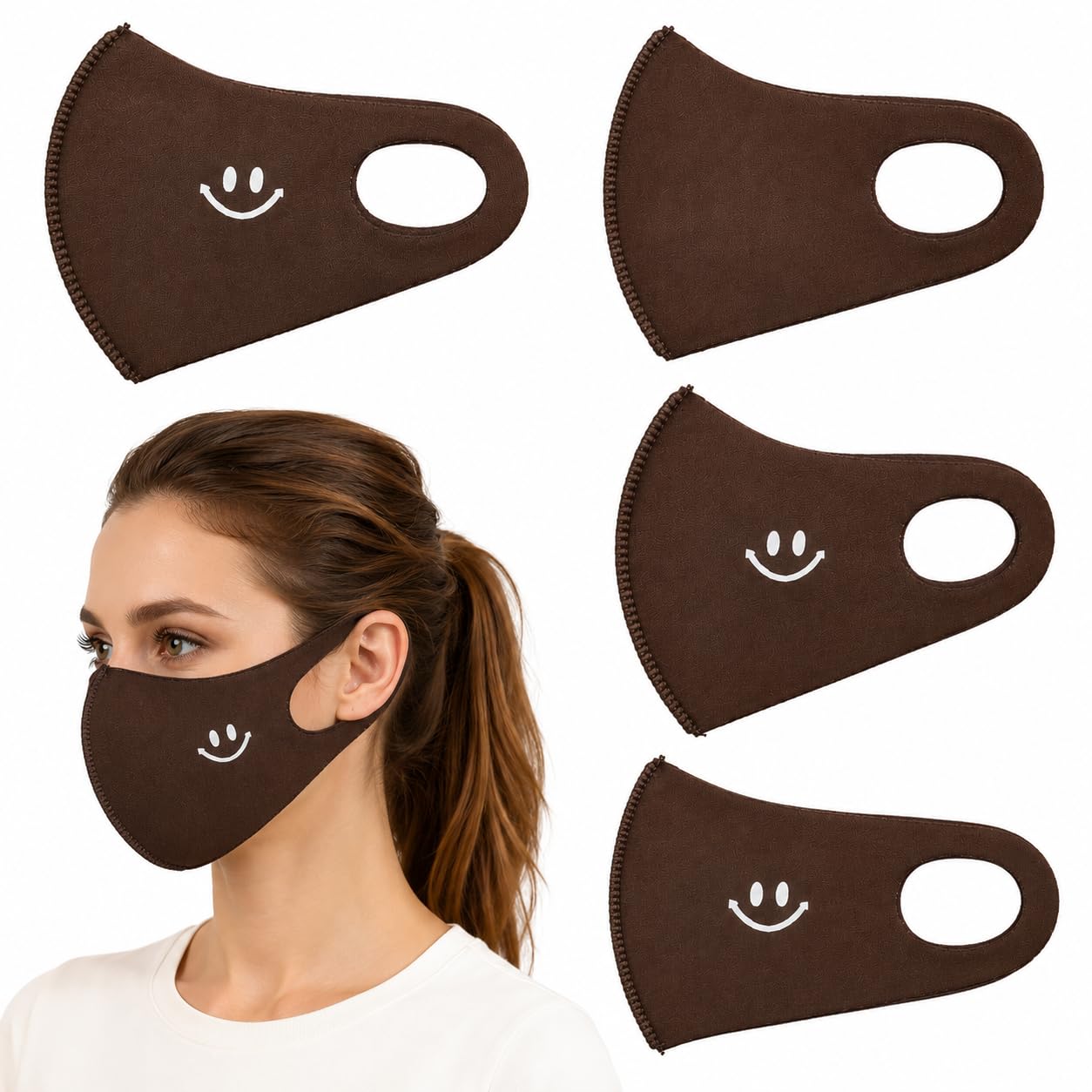 Anti Pollution Reusable Washable Face Mask for Adults, Unisex Soft Breathable Cotton Mask for Men & Women, Dust Protection Daily Use Pack of 5-image-0