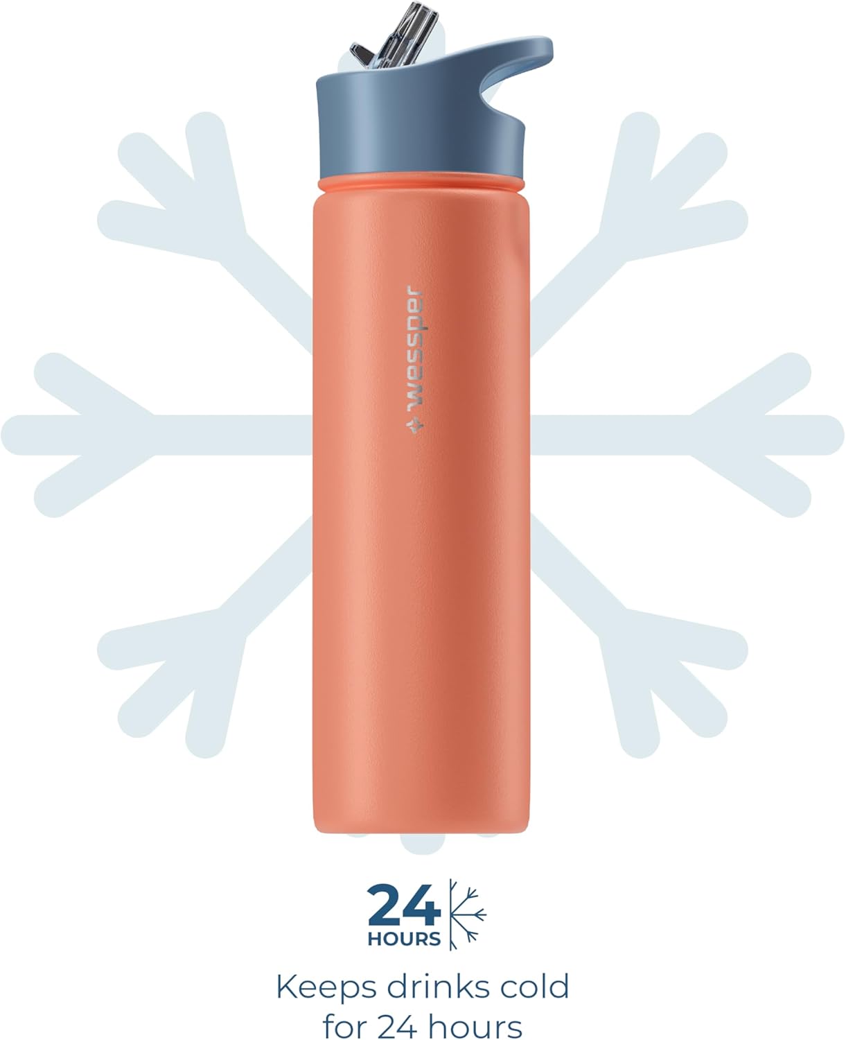 Wessper Stainless Steel Water Bottle, 700 ml, BPA-Free Water Bottle with 3 Lids for Water, Coffee and Tea, Leak-Proof Thermal Bottle for Sports, Gym, Hiking, Bike, Office