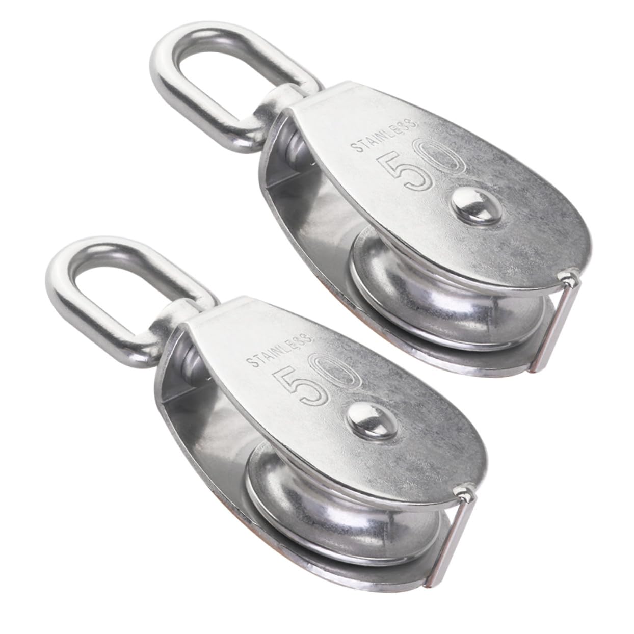Poulie à Gorge en U en Acier Inoxydable 304, Poulie Robuste à Roulement pour Levage Câble, Lot de 2, Usage Industriel, Fitness et Alpinisme, Charge Élevée Taille M