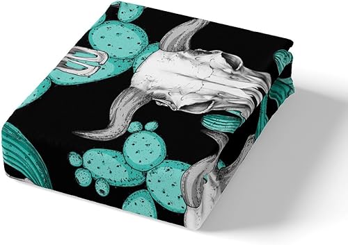 Miniatura 4 de Erosebridal Juego de funda de edredón de calavera de búfalo, juego de ropa de cama matrimonial de cactus salvaje oeste americano, desierto tribal,