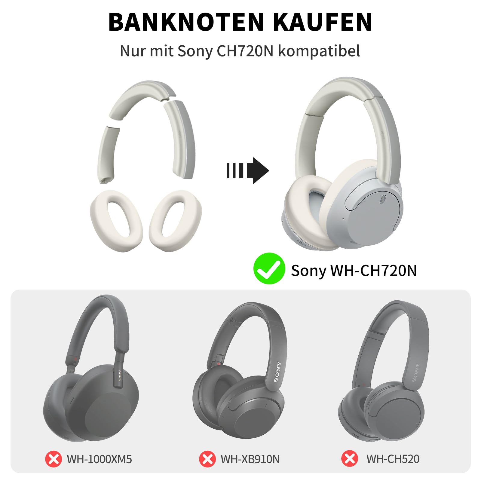 Funda de silicona para Sony WH-CH720N, resistente a los arañazos, portátil, ultraligera, cubierta de almohadilla/banda para la cabeza, funda de silicona suave compatible con Sony WH-CH720N