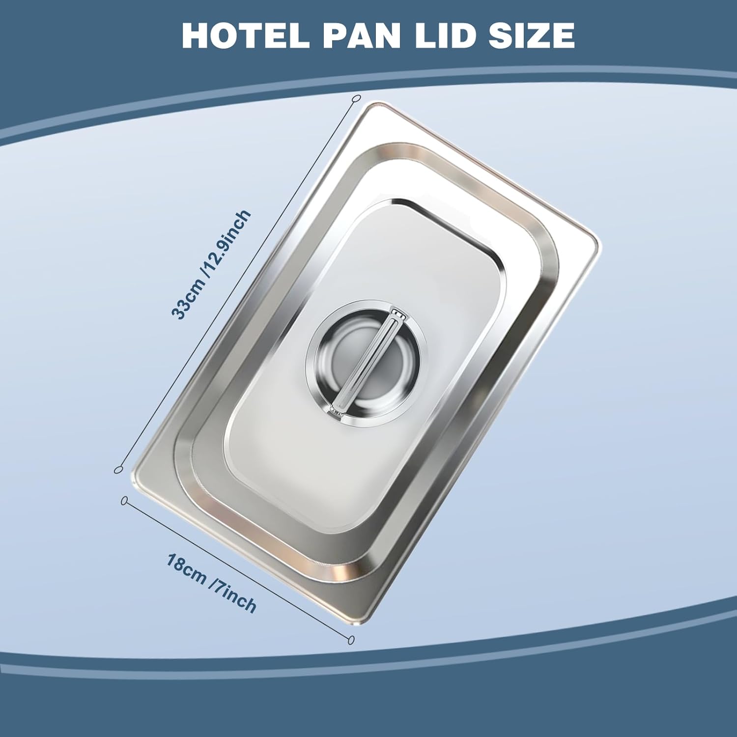 6 Packs 1/3 Size Hotel Pan Lids, 12.9''L x 7''W Stainless Steel Steam Table Pan Cover with Handles, Metal Hotel Pan Covers for Home, Buffet, Cafeteria, Commercial Restaurant - Image 7