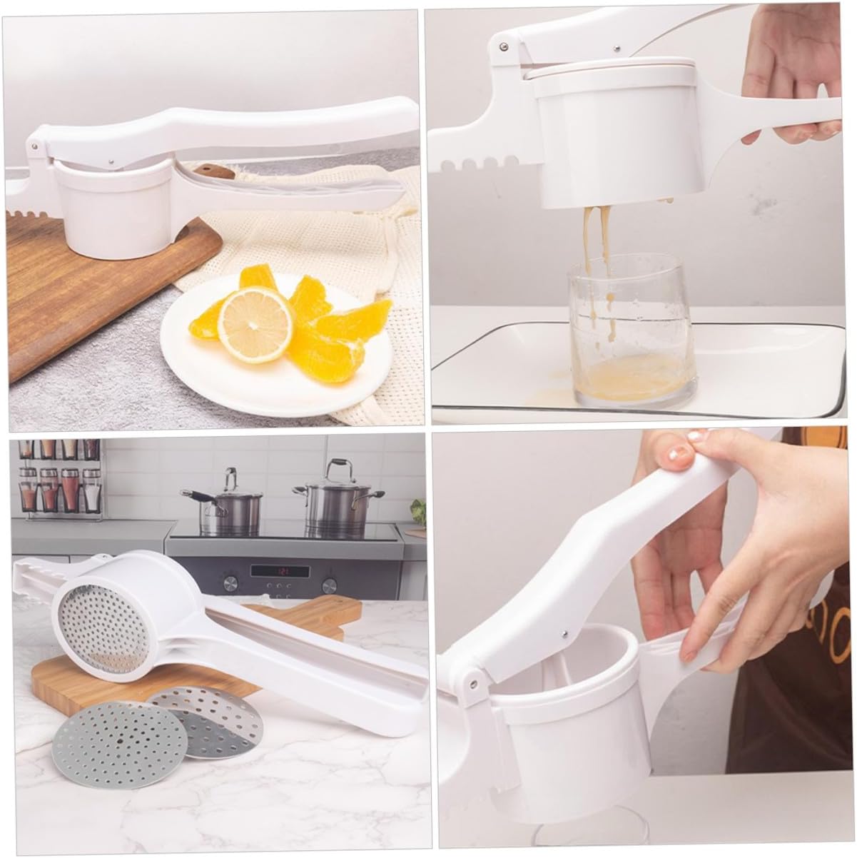 Heavy Duty Potato Ricer Masher with Interchangeable Discs for Fine Mashing Easy to Clean Vegetable Pressing Tool Comfortable Grip Manual Potato Masher Carrots and Pumpkin