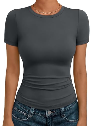 AUTOMET Womens Short Sleeve T Shirts Basic Summer 2025 Workout Tops Crew Neck Gym Crop Tops Trendy Y2K Clothes