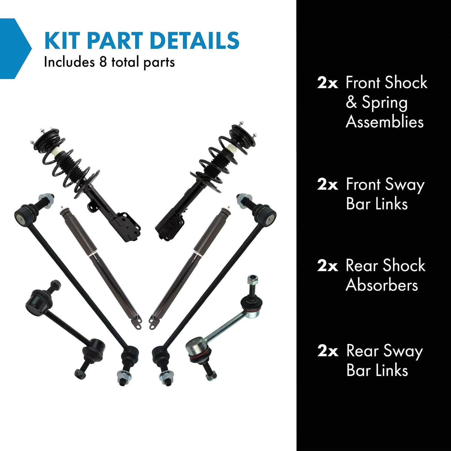 TRQ Front and Rear Suspension Kit Complete Strut & Coil Spring Assembly Shock Absorber Sway Bar Stabilizer Link Compatible with 2013-2019 Ford Explorer Police Interceptor Utility