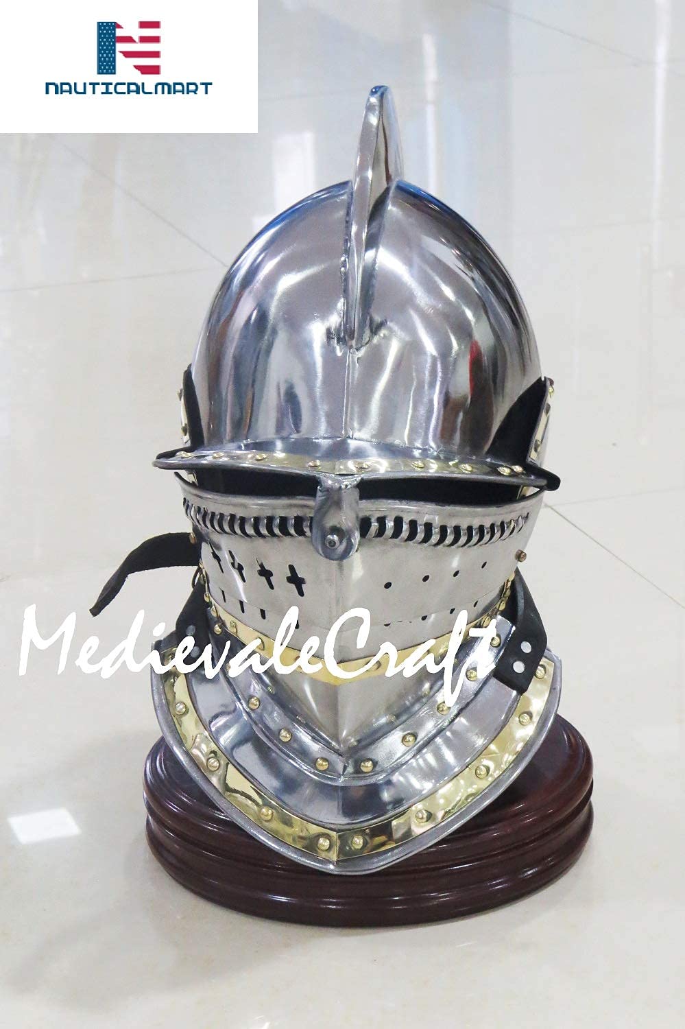 Medieval Knight Bergonet Helmet Halloween Costume