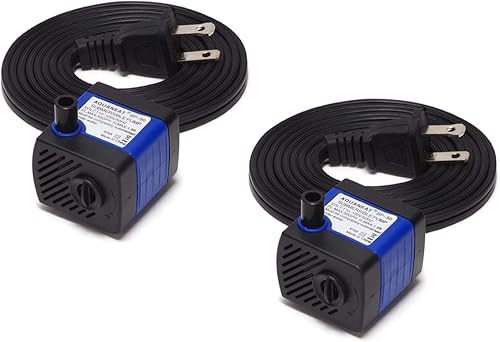 AQUANEAT Paquete de 2 bombas de fuente pequeñas, bomba de agua sumergible de 50 GPH para acuario, fuente de agua al aire libre, hidroponía, estanque