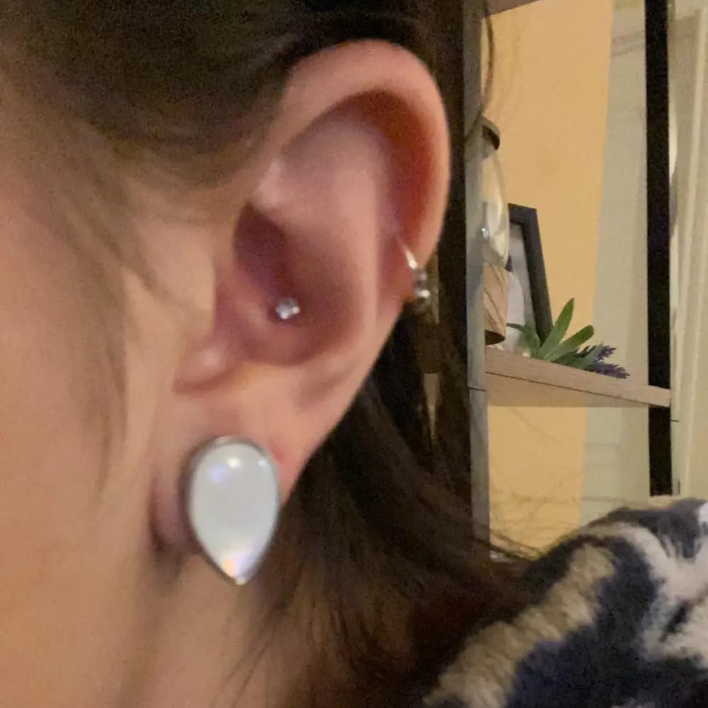 Vankula Ohr Tunnel 1 Paar Flesh Plugs Tropfen Muschel Edelstahl für männer damen Ohrpiercing Gestreckte Schmuck 6mm bis 25mm