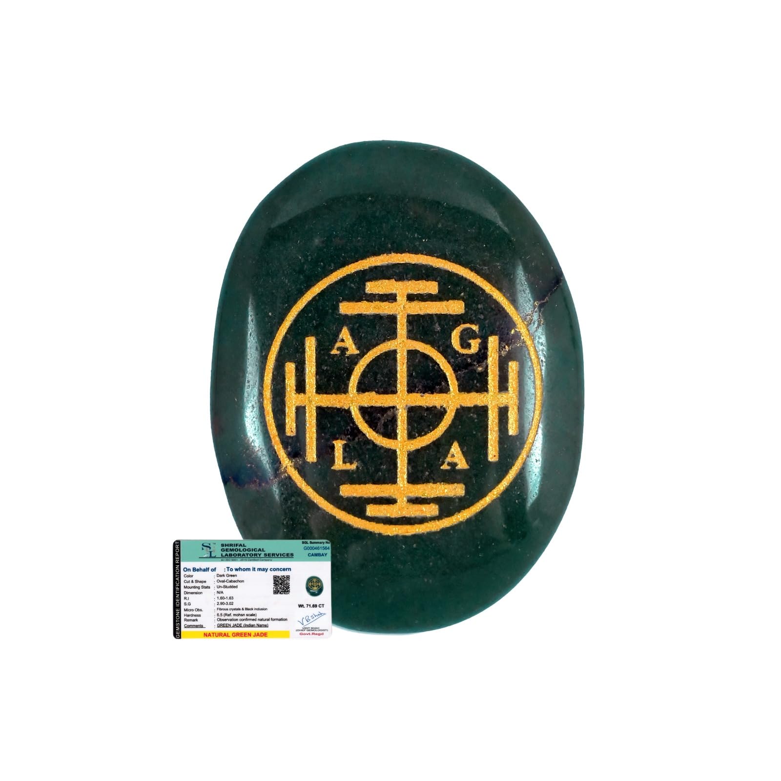 TAYBA CRYSTAL HOUSE Certified Green Jade Astroghar Coin | Natural Crystal for Wealth and Luck | Protective and Energized Spiritual Coin for Prosperity, Chakras as well as Positive Energy